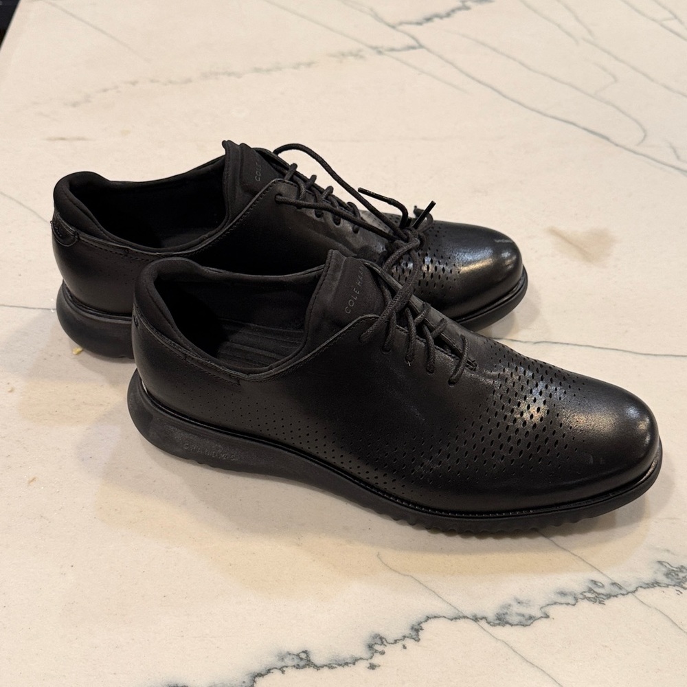 Cole Haan Black Perforated Oxfords